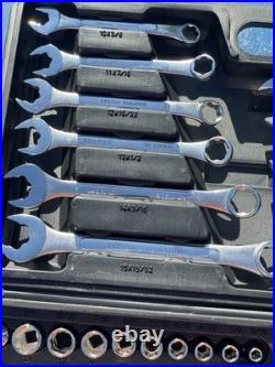 Metrinch 62pc Combination Ratchet Socket & Wrench Tools Set with Case