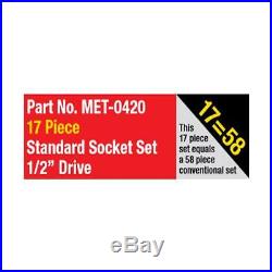 Metrinch Socket Standard Set 1/2 Dr 17pc Metric SAE Worn Nuts Trade Quality