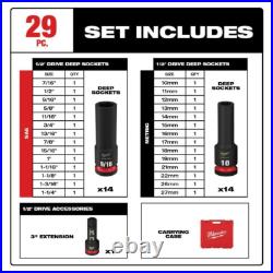 Milwaukee 1/2 Dr Impact Socket Set Shockwave Metric & SAE 29 piece 49-66-7016