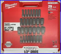 Milwaukee 1/2 Dr Impact Socket Set Shockwave Metric & SAE 29 piece 49-66-7016