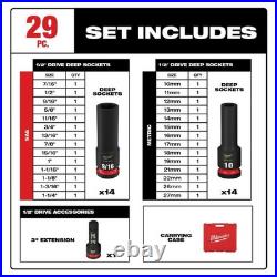 Milwaukee 1/2 Dr Impact Socket Set Shockwave Metric & SAE 29 piece 49-66-7016