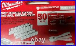 Milwaukee 1/4 in. Drive SAE/Metric Ratchet & Socket Tool Set 50 Piece (HL122)