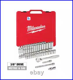 Milwaukee 3/8 in. Drive SAE/Metric Ratchet & Socket Mechanics Tool Set 56-Piece