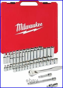 Milwaukee 3/8- inch Drive SAE/Metric Ratchet & Socket Mechanics Tool Set (56PC)