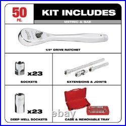 Milwaukee 48-22-9004 1/4-Inch Drive SAE and Metric Ratchet and Socket Set 50pc Milwaukee 48-22-9004 1/4-Inch Drive SAE and Metric Ratchet and Socket Set 50pc