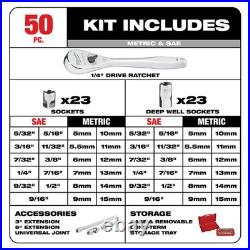 Milwaukee 48-22-9004 1/4-Inch Drive SAE and Metric Ratchet and Socket Set 50pc Milwaukee 48-22-9004 1/4-Inch Drive SAE and Metric Ratchet and Socket Set 50pc