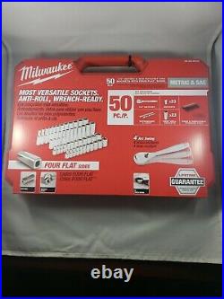 Milwaukee 48-22-9004 50pc 1/4 SAE/Metric Ratchet and Socket Mechanics Tool Set