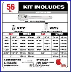 Milwaukee 48-22-9008 3/8 Drive 56-PC SAE & Metric Mechanic's Socket Set