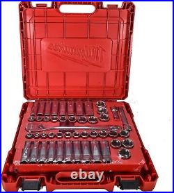 Milwaukee 48-22-9010 47-Piece 1/2 in. Drive Metric + SAE Ratchet and Socket Set