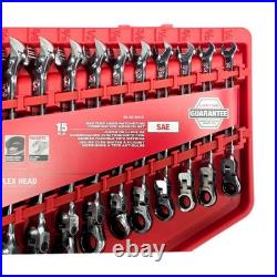 Milwaukee 48-22-9413 Flex Head Ratcheting SAE Combination Wrench Set 15 PC