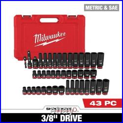 Milwaukee 49-66-7009 43Pc SHOCKWAVE Imp 3/8 Dr SAE/Metric Set AUTH USA DEALER