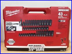 Milwaukee 49-66-7009 SHOCKWAVE 3/8 Impact Duty SAE/Metric Socket Set 43 PC