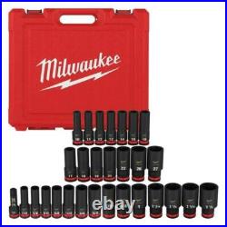 Milwaukee 49-66-7016 29 Pc SHOCKWAVE Impact Duty 1/2 Dr SAE & Metric Deep 6 Pt Milwaukee 49-66-7016 29 Pc SHOCKWAVE Impact Duty 1/2 Dr SAE & Metric Deep 6 Pt