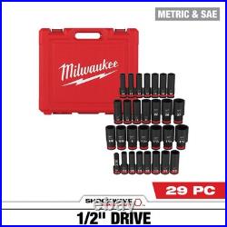 Milwaukee 49-66-7016 Shockwave Metric & SAE 29 piece 1/2 Dr Impact Socket Set