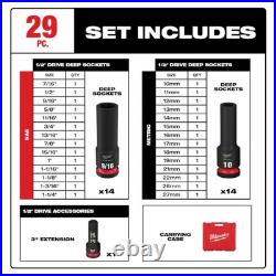 Milwaukee 49-66-7016 Shockwave Metric & SAE 29 piece 1/2 Dr Impact Socket Set