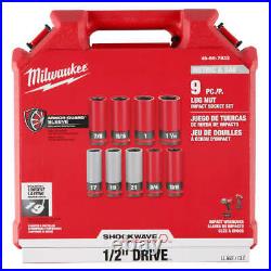 Milwaukee 49-66-7832 SHOCKWAVE 1/2 SAE/Metric Lug Nut Wheel Socket Set 9 PC