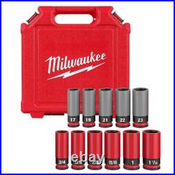 Milwaukee 49-66-7833 1/2 Drive SAE & Metric 11 Piece Lug Nut Wheel Socket Set Milwaukee 49-66-7833 1/2 Drive SAE & Metric 11 Piece Lug Nut Wheel Socket Set