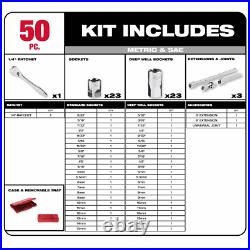 Milwaukee Drive SAE/Metric Ratchet Socket Mechanics Tool Set Steel Case 153-Pcs