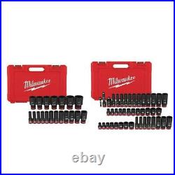 Milwaukee Impact Socket Set 1/2 in Drive 6 Point with 3/8 in SAE/Metric (62-Piece)