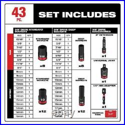 Milwaukee Impact Wrench Kit 12-V 3/8 in Drive SAE/Metric Socket Set (43-Piece)