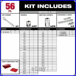 Milwaukee Ratchet Socket Mechanics Set 1/4 3/8 1/2 Drive SAE Metric 153 Piece
