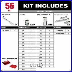 Milwaukee Ratchet Socket Mechanics Set 1/4 3/8 1/2 Drive SAE Metric + BONUS