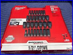 Milwaukee Tool 49-66-7016 1/2 In Drive Impact Socket Set, Metric, Sae, 29 Pc