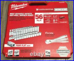 Milwaukee Tools 48-22-9008, 56pc SAE & Metric Socket and Ratchet Set with Case