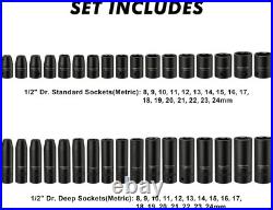 Multi-Functional 70-Piece Impact Socket Set SAE/Metric with Ratchet & Adapters
