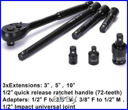 Multi-Functional 70-Piece Impact Socket Set SAE/Metric with Ratchet & Adapters