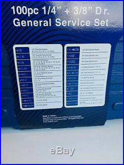 NEW Blue-Point 100-pc 1/4 & 3/8 Dr General Service Socket Set 2100MBPGSSUK