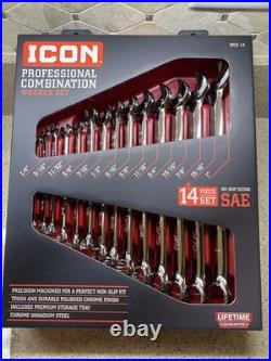 NEW ICON Professional SAE Combination Wrench Set 14 Piece WCS-14 64710