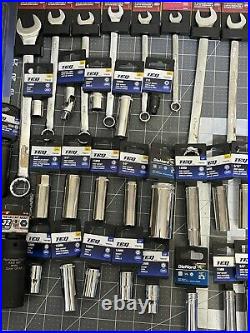 NEW! Lot Of 45 Assorted Teq Correct (Advance Auto) Sockets 3/8 & 1/2 & Wrenches