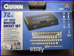NEW Quinn 72 Piece 3/8 Drive Master Socket Ratchet Set SAE & Metric 70317