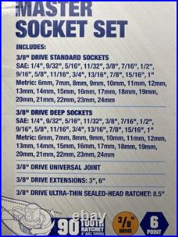 NEW Quinn 72 Piece 3/8 Drive Master Socket Ratchet Set SAE & Metric 70317