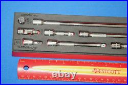 NEW Snap-On 8 Piece 1/4 Drive Knurled Extension U-Joint Adapter Red FOAM Set