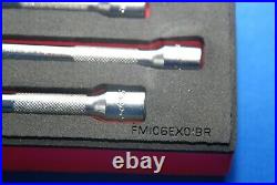 NEW Snap-On Tools 6 Piece 1/4 Drive Knurled Extension FOAM Set