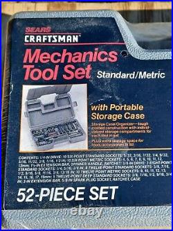 NEW Vintage SEARS Craftsman 52pc SAE METRIC Mechanics Socket Set 3/8 1/4 33209