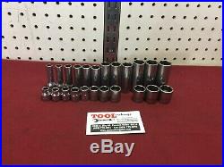 NICE Snap-On Tools 3/8 Drive 6pt METRIC Shallow Deep Chrome Socket Set 224SFFSM