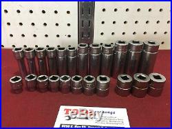 NICE Snap-On Tools 3/8 Drive 6pt METRIC Shallow Deep Chrome Socket Set 224SFFSM