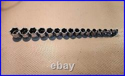 NICE! Snap-on Tools 16pc! 3/8 Drive Metric 6pt 6-21mm Shallow Socket Set