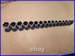 NICE! Snap-on Tools 16pc! 3/8 Drive Metric 6pt 6-21mm Shallow Socket Set