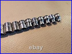NICE! Snap-on Tools 16pc! 3/8 Drive Metric 6pt 6-21mm Shallow Socket Set