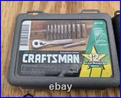NOS SEARS Craftsman 12pc SAE Metric 1/4 Dr. Socket Ratchet Sets 34781 34782 USA