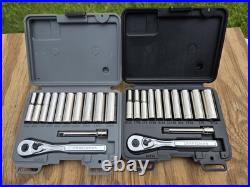 NOS SEARS Craftsman 12pc SAE Metric 1/4 Dr. Socket Ratchet Sets 34781 34782 USA