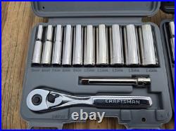 NOS SEARS Craftsman 12pc SAE Metric 1/4 Dr. Socket Ratchet Sets 34781 34782 USA