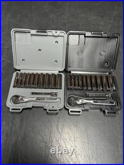 NOS SEARS Craftsman USA 12pc SAE Metric 1/4 Dr. Socket Ratchet Sets 34781 34782