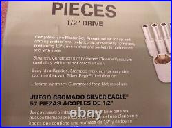 New! 57 Piece 1/2 Drive Silver Eagle Chrome Master Socket Setsc57sea