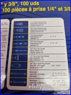 New! BLUE-POINT 100PC 1/4 & 3/8 DR SAE & METRIC GENERAL SERVICE SET BLPGSSC100B