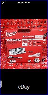 New? Milwaukee 56 Pc 3/8 Metric & SAE Ratchet And Socket Set